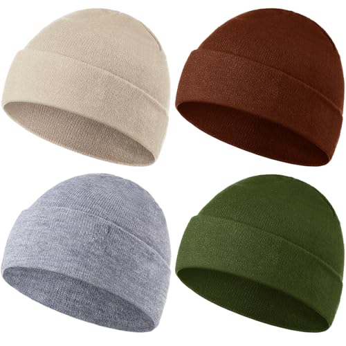 Image of SATINIOR 4 Pack Baby Beanie Hats for Unisex Newborn Infant Toddler Warm Spring Hat Knit Cap for Boys Girls 0-36 Months
