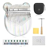 Achort Kalimba Piano de pulgar de 17 teclas, acrílico transparente, con martillo de afinación, instrucciones de estudio, instrumento musical, regalo para principiantes, niños y adultos