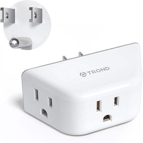 TROND Outlet Extender, 3-Prong Grounded Wall Outlet Splitter, 3 Way Outlet Wall Adapter, Cruise Ship Essentials, Multi Plug Outlet with 3 Electrical Outlets for Bathroom, Kitchen, White