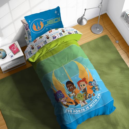 Image of Star Wars Young Jedi Adventures Twin Comforter Set - 5 Piece Kids Bedding Includes Comforter, Sheets & Pillow Cover - Super Soft Microfiber Bed Set