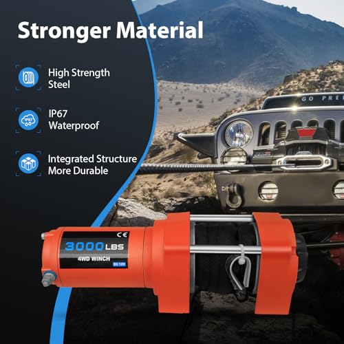 Winch eléctrico 3000LBS 12V con control remoto inalámbrico miniatura 2