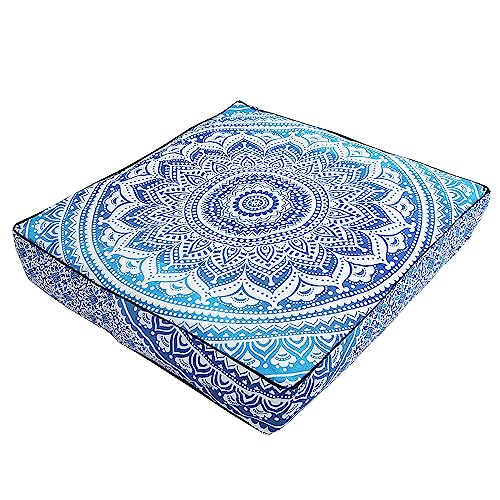 35" Large Square Floor Cushion Cover, 100% Cotton Boho Mandala Design - Image 3