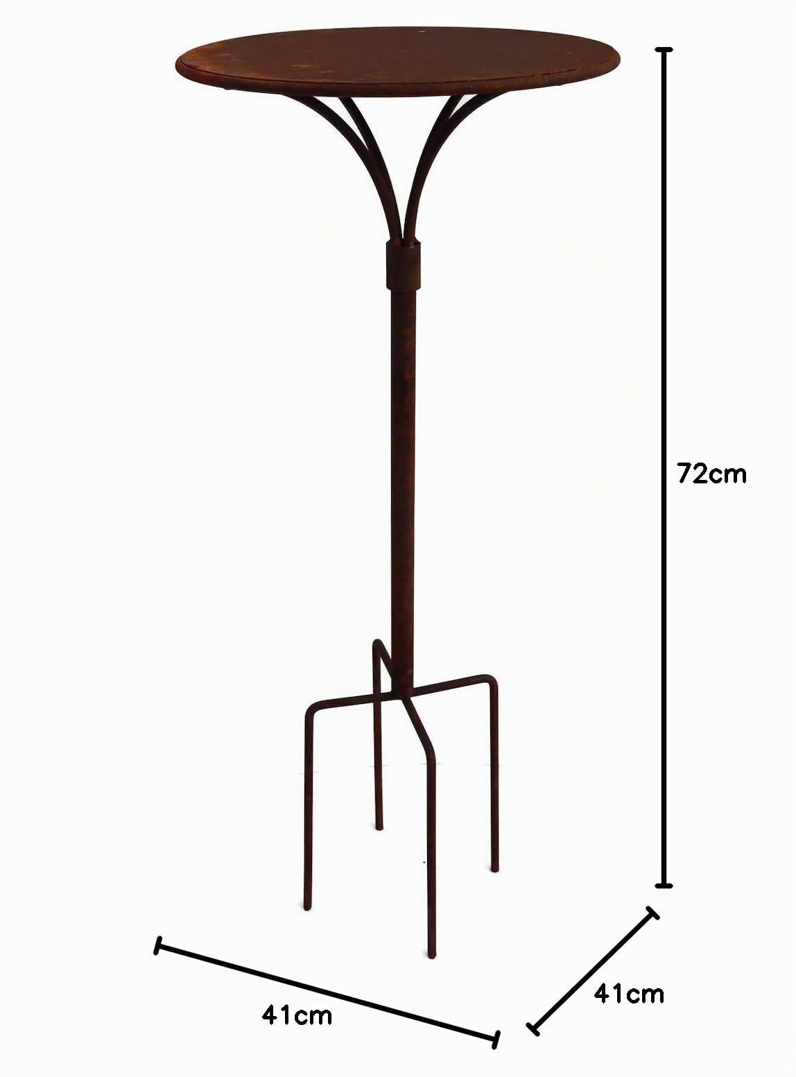 Hirsch Terracotta Gartenstecktisch stabil und massiv Deko Tisch aus Metall in Naturrost, Tisch Blumenhocker Beistelltisch (Ø:41cm Höhe:72cm)