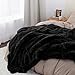 Bedsure GentleSoft Fluffy Black Throw Blanket Gifts for Men, Black Decor Soft Cozy Fuzzy Plush Minky Thick Warm Sherpa Fleece Faux Fur Throws for Couch Bed, Furry Blanket Gifts for Mom Dad, 50x60