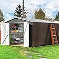 Polar Aurora 10x10 FT Outdoor Storage Shed, Metal Garden Shed with with Updated Frame Structure, Tool Sheds for Backyard Garden Patio Lawn, Black