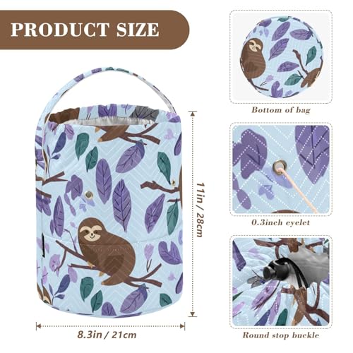 Image of Tatenale Crochet Bag Yarn Bag Knitting Project Bag with Pockets and Handle Portable Yarn Storage Organizer Tangle Free 8.3x11 InchCartoon Sloths Branch Purple35