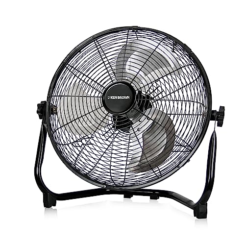 KEN BROWN 14 Inch High Velocity Metal Floor Fan 3-Speed 360° Adjustable Tilting Powerful Airflow...