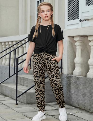 Image of Arshiner Girls Clothing Sets Tie Dye Twist Front Tops & Sweatpants Outfits Sportwear Sweatsuits Tracksuits 4-13 Year