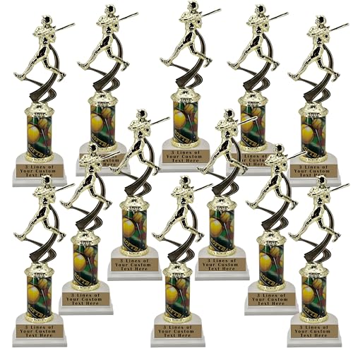 Express Medals Large Pack of 12 (or More) Female Softball Trophies with Attached Laser Engraved Personalized Plate 10 Inch Height Youth Team Trophies Award Winner Slow Fast Pitch Grils Women ATR3