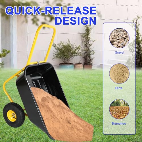 Carrito de Jardín Resistente de Dos Ruedas con Gran Capacidad y Neumáticos para Manejo Eficiente al Aire Libre miniatura 7