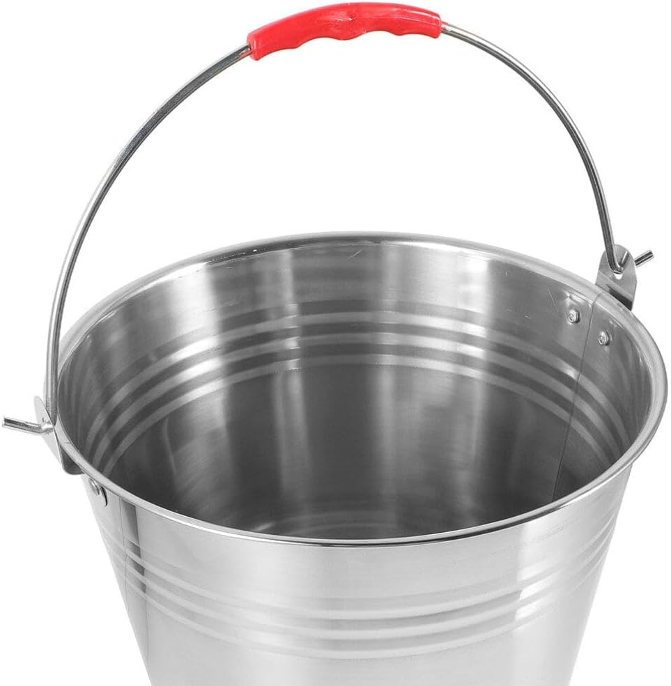 GANAZONO Multipurpose Horse Feeder Bucket Large Capacity Stainless Steel for Water Feed Cleaning