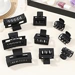 3 Style Hair Claw Clips 9 pcs Medium Claw Clips Hair Clips for Women Rectangle Claw for Thick Hair Square Hair Clips for Thin Hair Accessories for Women (Black) - Image 5