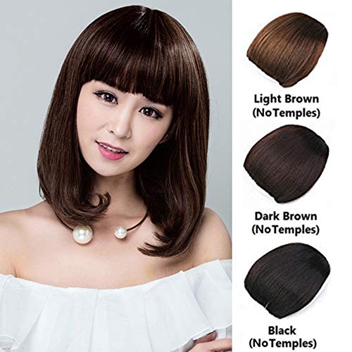 Shinon Real Human Hair Bangs Straight Thick Fringe Hair Clip in Hair Extension Dark Brown Color