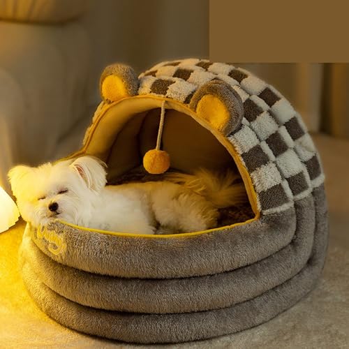 ペットドーム ペットベッド 猫 ハウス 犬 保温防寒 フワフワ ウサギ 変形しにくい ペット用品 シンプル 保温防寒 クッション付き 柔らか ドーム型 洗える 超吸収 多機能 2way 休憩所 昼寝 S:35*35*33cm(推奨体重:3kg以内)