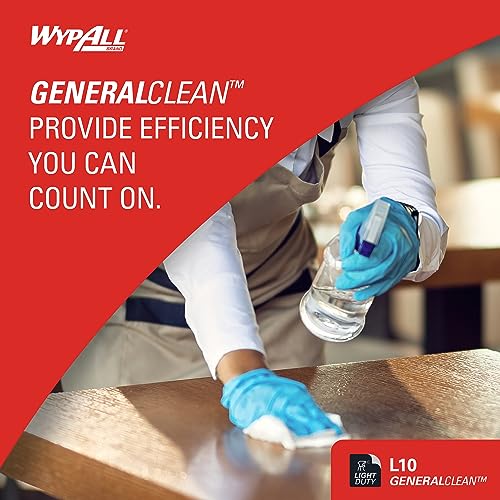 Image of WypAll GeneralClean L10 Cloths Light Cleaning Wipes (01770), Dairy Towels, Bulk Paper Wipers, White (12 Packs of 200 Sheets, 2,400 Sheet Total)