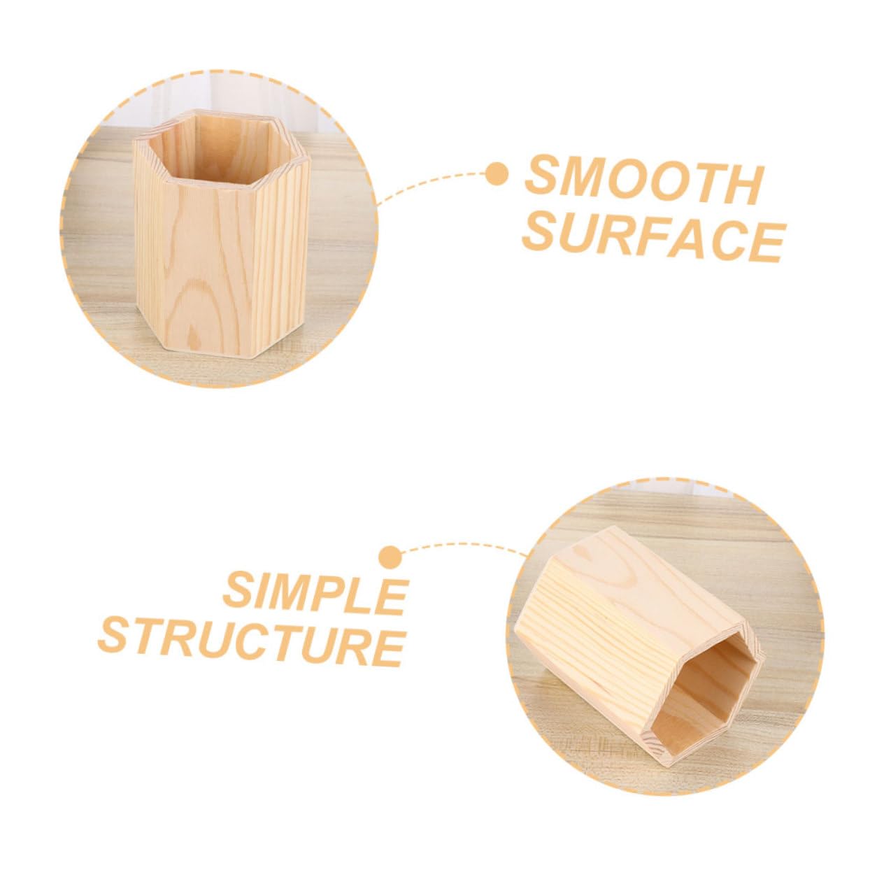 TOPBATHY 4 Set Barile Di Stoccaggio in Legno Portapenne Esagonale Portapenne Per La Casa Tazza Di Matita Geometrica Contenitore Quadrato Per Penne Porta Penna Khaki Di Legno 4 Pezzi * 4