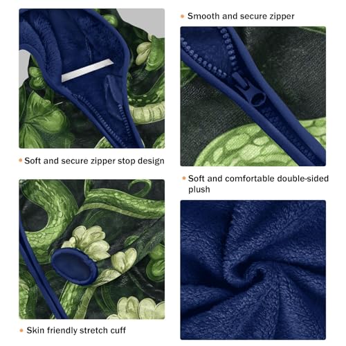 Shamrocks Snakes Pattern Toddler Fleece Jacket Girl Boys Hooded Fleece Jacket Coat Warm Outwear Zip-up 3-10T3