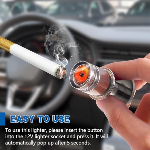 Image of NITROUS Button Car Cigarette Lighter Plug, Car Cigarette Lighter Replacement, Aluminum Alloy Push Button Lighter Plug, Standard 12V Fast Heating Power Socket for Auto