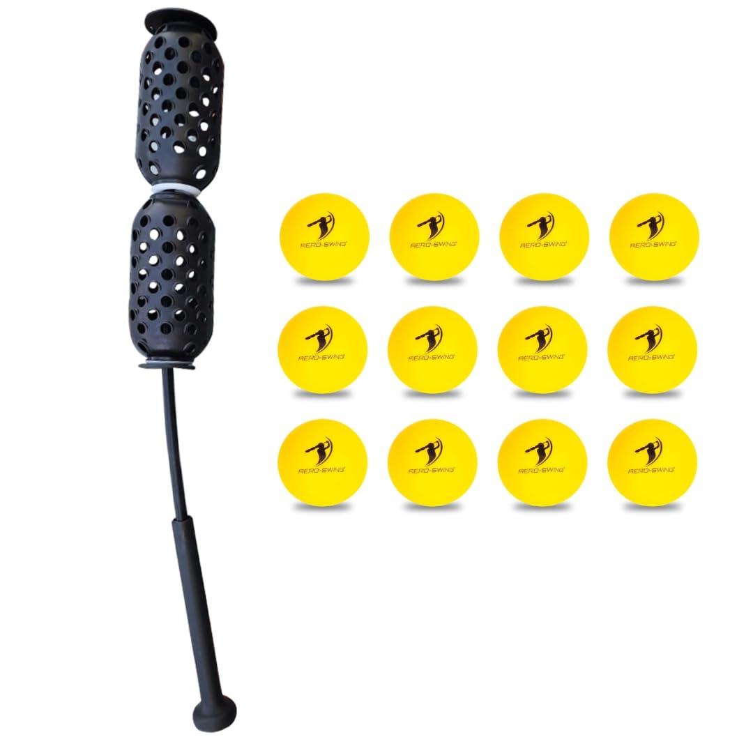 Baseball &amp; Softball Swing Trainer and 12 Durable Foam Balls, Boost Your Bat Speed By Up to 20+ MPH, Unlock Swing Speed Increases. Great Gift for Baseball and Softball
