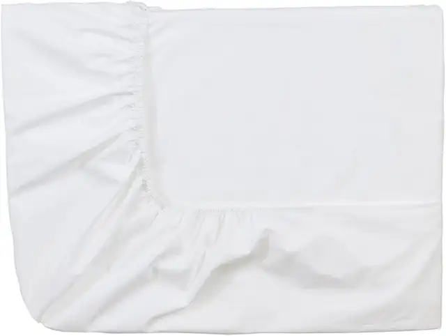 Essix Fitted Sheet: Satin Cotton Plain White Hoeslaken