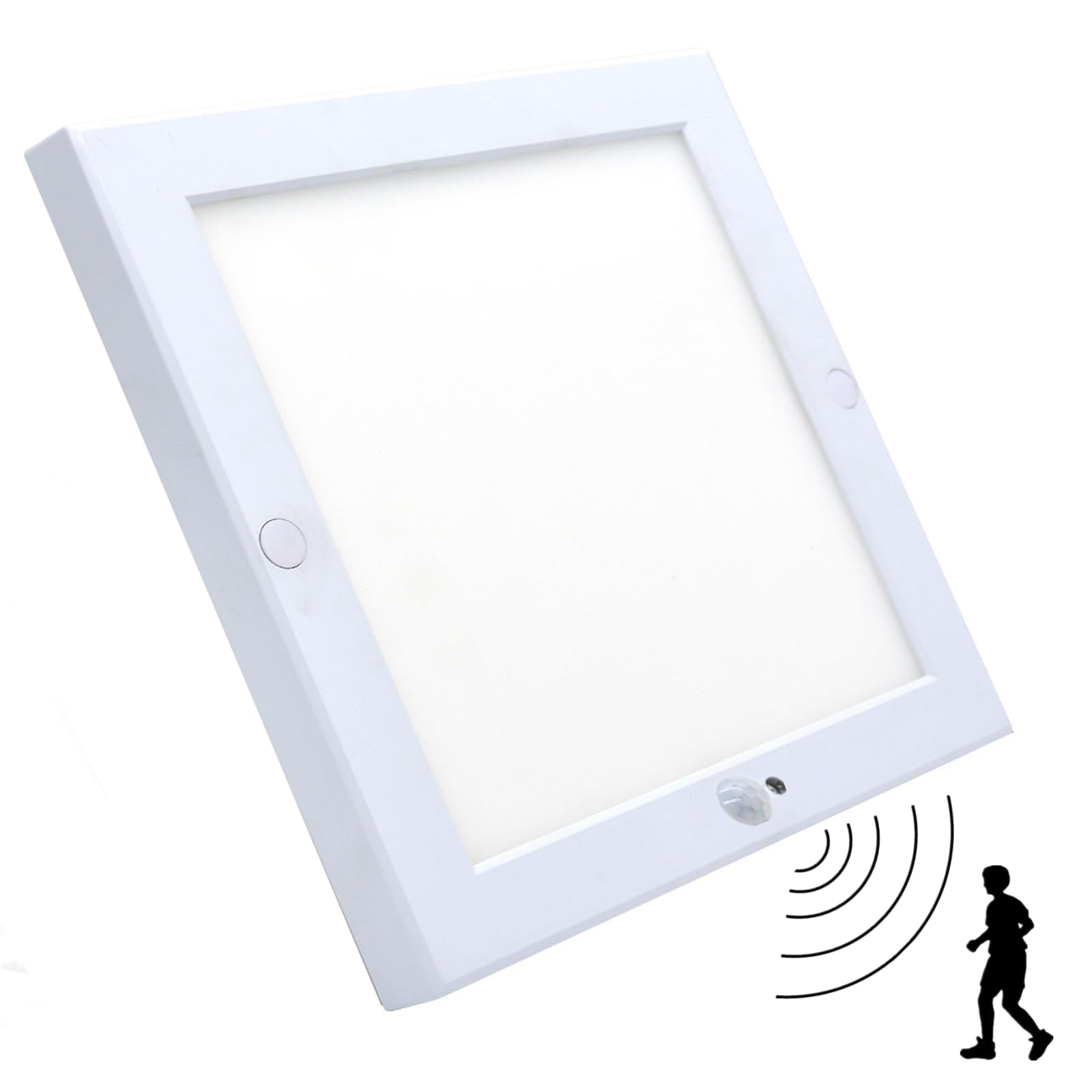 Wondlumi 18W Sensor LED Ceiling Light, Ultra Slim Square Panel Lights with PIR Motion Sensor Stair Lighting Warm White 240V