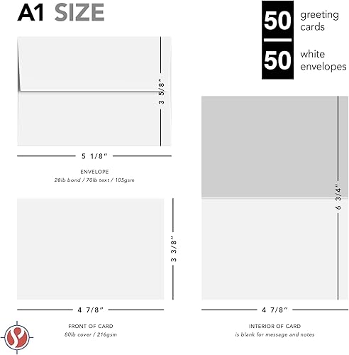 Miniatura 6 de Juego de tarjetas de felicitación A1  4 tarjetas y sobres blancos en blanco de 78 x 3 38 pulgadas  Perfecto para negocios, tarjetas de