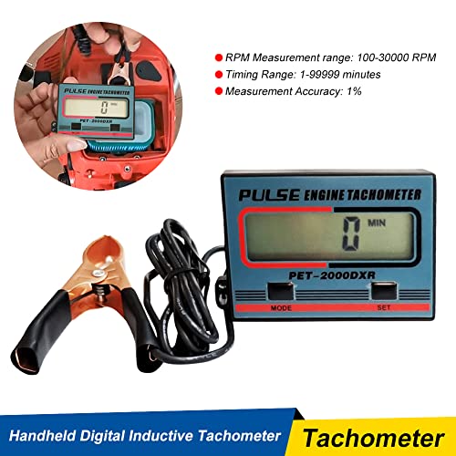 Digitaler Drehzahlmesser, 2/4 Takt Induktiver Drehzahlmesser, Digital Tachometer mit Stundenzähler, Drehzahlmesser Motorsäge für Motorrad Schneefräse Motocross Rasenmäher Generator Kettensäge