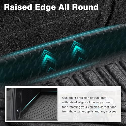 Image of Mixsuper Custom Fit Cargo Liner for Chevrolet Suburban /GMC Yukon XL /Cadillac Escalade ESV 2015-2020, All Weather Cargo Mat Rear Trunk Liner Behind The 3rd Row Seats Black