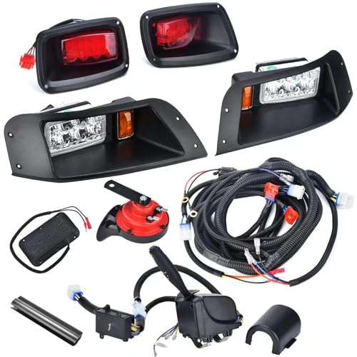 Lochnchn LED Headlight Tail Light Kit Compatible with EZGO TXT Golf Carts 1996-2013 12V Street Legal Light Kit with Turn Signal Wire Harness Compatible with EZGO TXT for Gas and Electric
