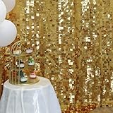 HMQIANG Gold Square Sequin Backdrop 8ft * 8ft 1 Panel, Shimmer Wall Backdrop Photobooth Props for Wedding, Anniversary, Birthday, Party Decorations