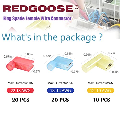 Redgoose GSQXDZ01 50Pcs Nylon Flag Spade Quick Disconnects Female Wire Connector 22-10 Awg 90 Degree Electrical Crimp Wire Terminals thumb #1