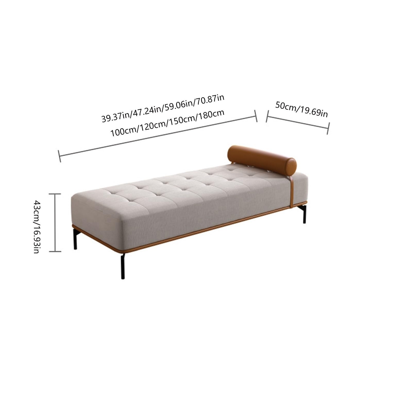 RENEESME Foot Stool for Bed Modern Entrance Bench Fabric Upholstered Dining Bench Bedroom Bedside/Living Room Bench with Upholstered Bench Bed Step Stools for High Beds(180 * 50 * 43cm)