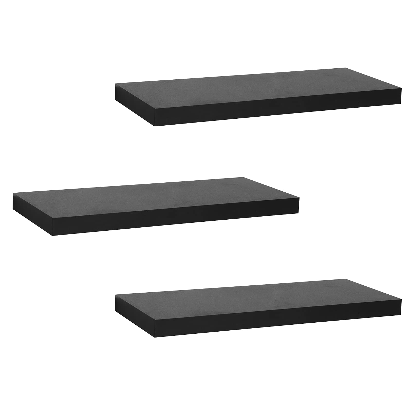 WOLTU 3 Pcs Floating Shelf Black Wooden Wall Storage Display Shelf 90cm Long RG9370sz-3 โ image 1