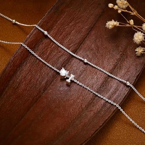Image of NECOCY Initial Heart Diamond Anklets for Women Waterproof, Non Tarnish 14k Gold Plated Letter Ankle Bracelets Dainty, Summer Beach Bikini Jewelry Gifts for Women
