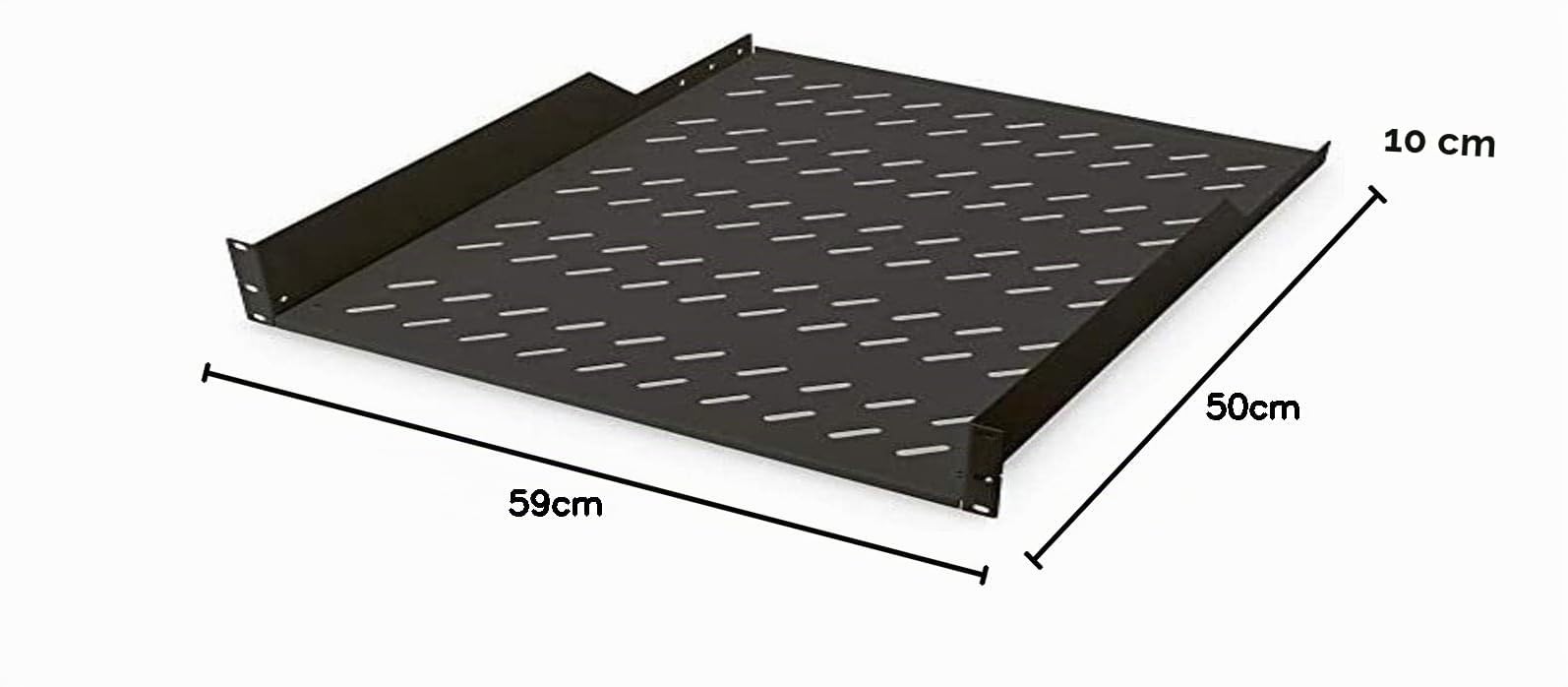 DIGITUS Tablette fixe 19 pouces 2UH fixation avant charge admissible 25 kg noir