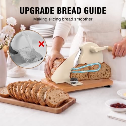 Image of vanerepok Manual Bread Slicer Adjustable Thickness for Homemade Sourdough | Hand Crank Bread Cutter with Scale & Stable Suction Cups & Wood Base for Even Slicing Perfect Baking Gift for Home Bakers