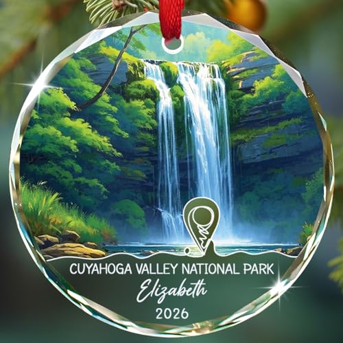 Cuyahoga Valley National Park Ornament 2026, Personalized Name Cuyahoga Valley in Ohio Glass Ornament, National Park Themed Ornaments Christmas, Custom Ohio Travel Souvenir Gift for Family Friends