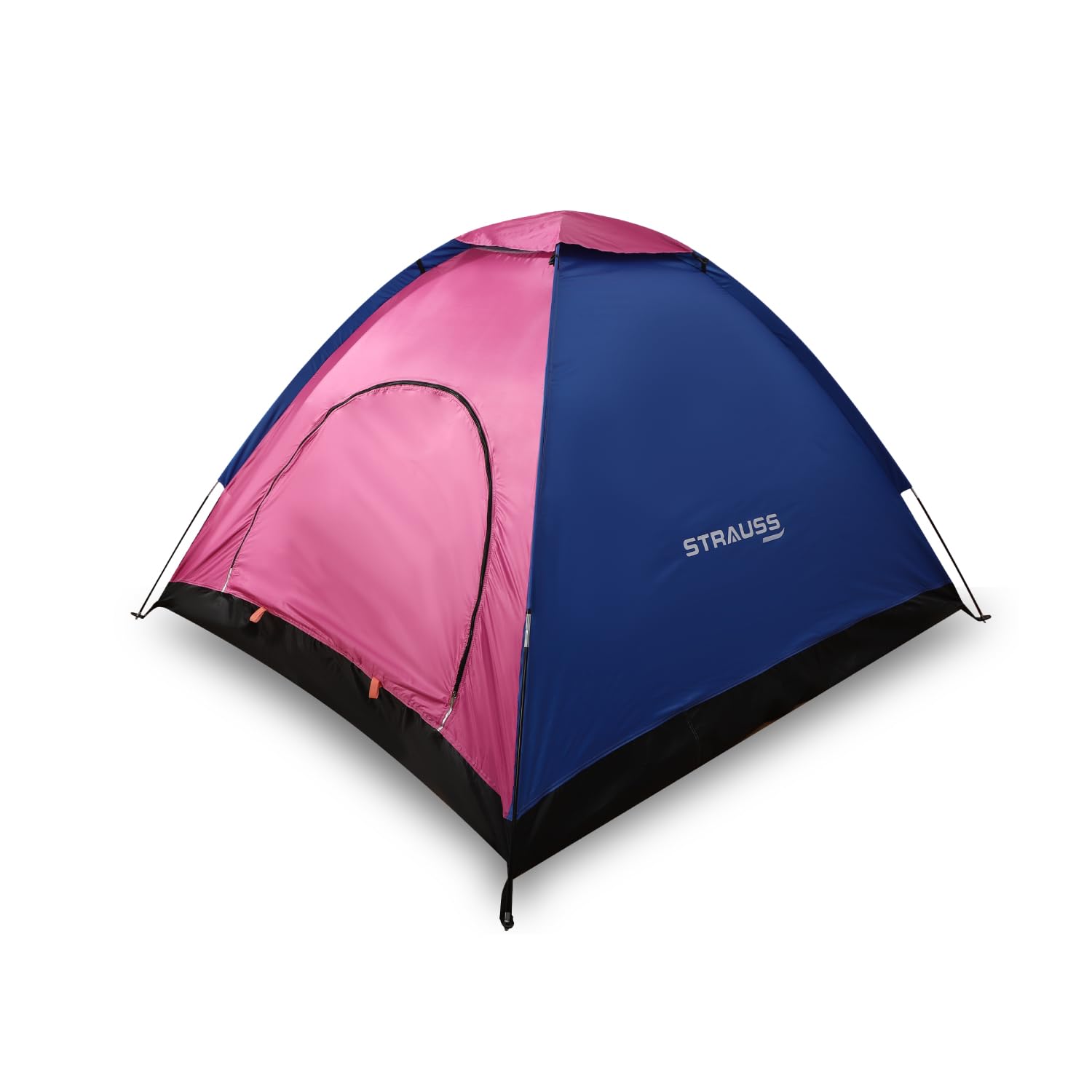 STRAUSS Polyester Portable Tent For Camping|Ideal For 4 Persons|Easy Setup For Picnic,Hiking,Trekking,Outdoor|Waterproof And Windproof With Extra Top Layer|Superior Air Ventilation (Blue And Pink)