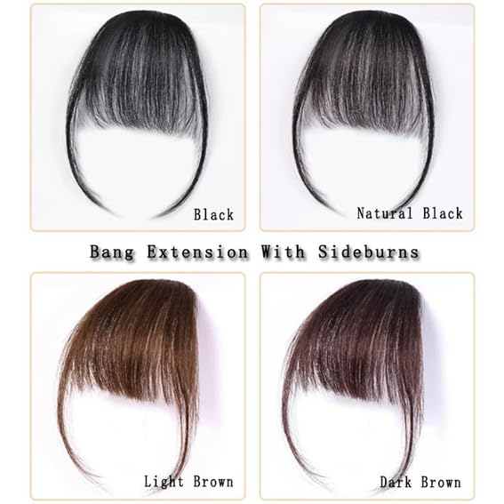 Miniatura 2 de Flequillo con clip, extensiones de cabello 100% humano con clip, flequillo con fleco con red agradable y plano natural, flequillo ordenado con