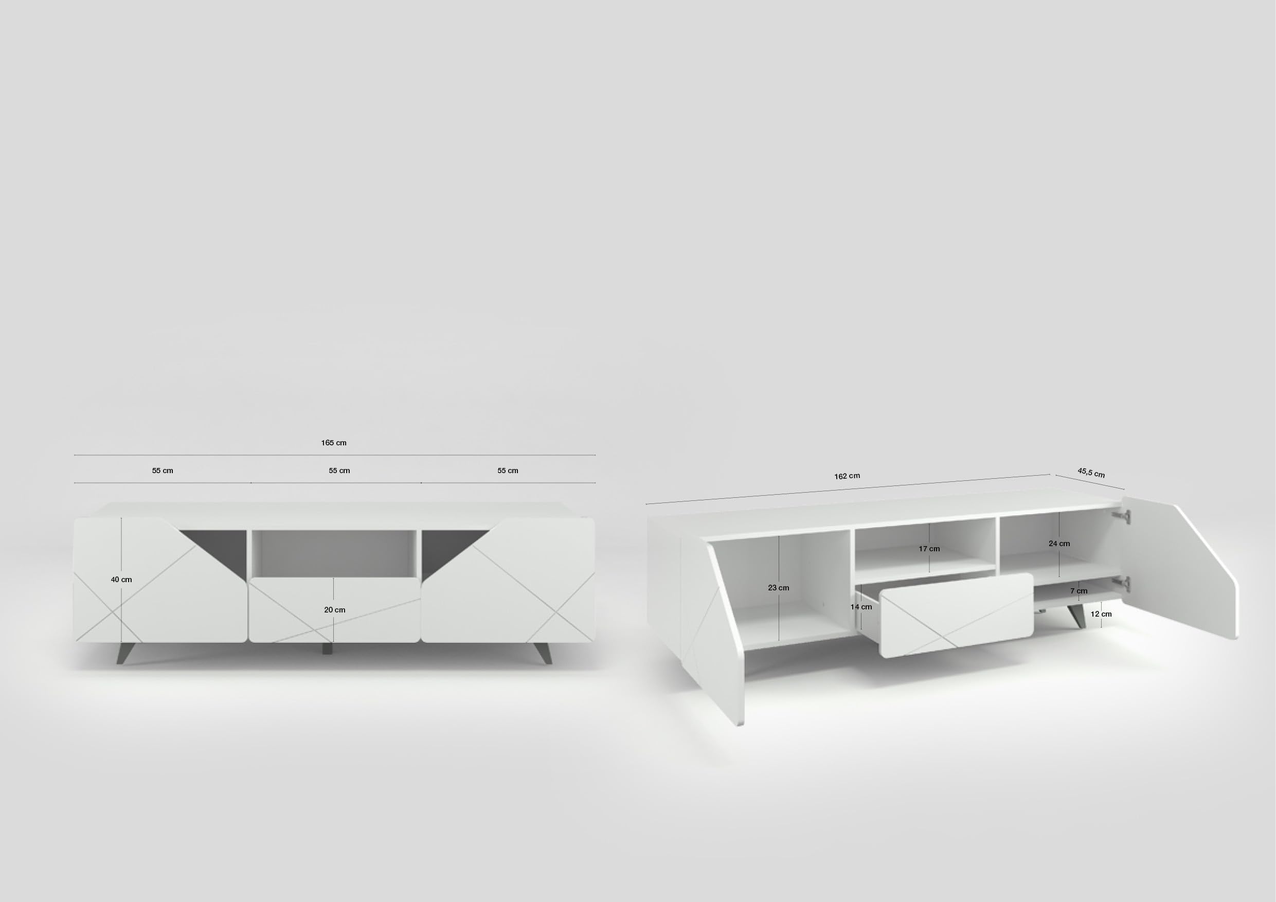 Diventa Mobile Living Vela Extreme – Mobile TV 165 cm | Design Moderno, Spazio Contenitivo, Resistente ai Graffi e all’Umidità | Prodotto in Italia (Bianco corpo Bianco)