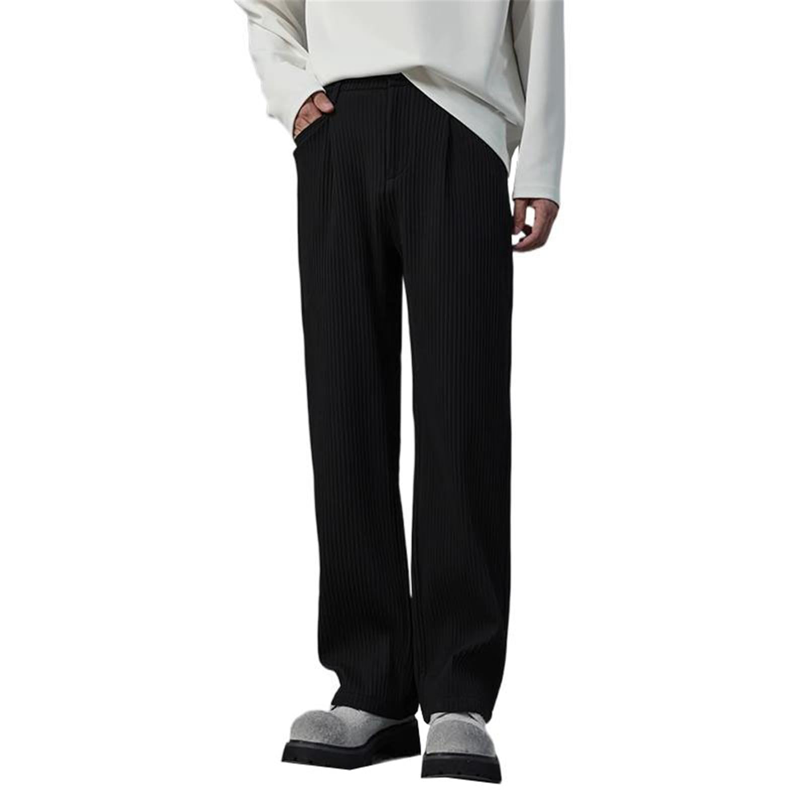 Mens Suit Pants Autumn Loose Straight Leg Business Casual Office Work Dress Pants for Men