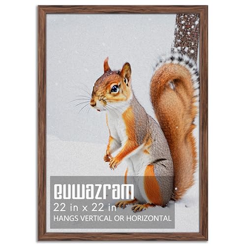 euwazram Rustic Walnut 22x22 Frame - Single Frame 22 x 22 Poster Frame for Artwork Puzzles Photos and Movie Posters Picture Frames