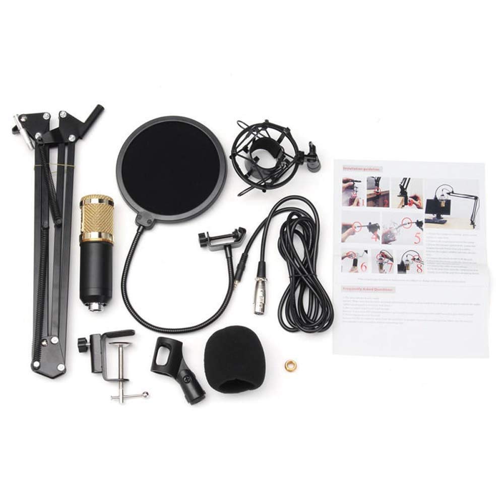 Supporto per Microfono, Microfono a condensatore, Sistema dinamico, Kit con Supporto antivibrazione, Asta per Microfono Professionale, Asta per Microfono