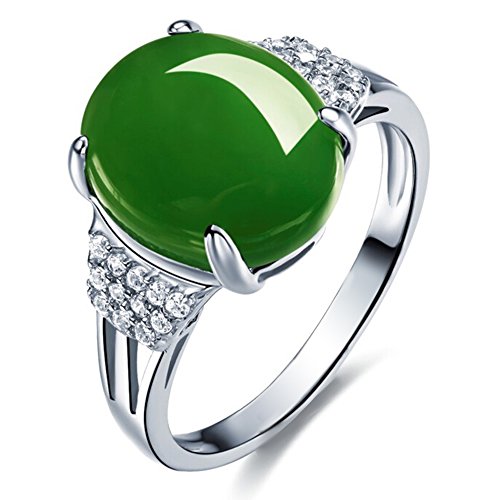 Bague de fiançailles en argent 925 et calcédoine verte pour femme