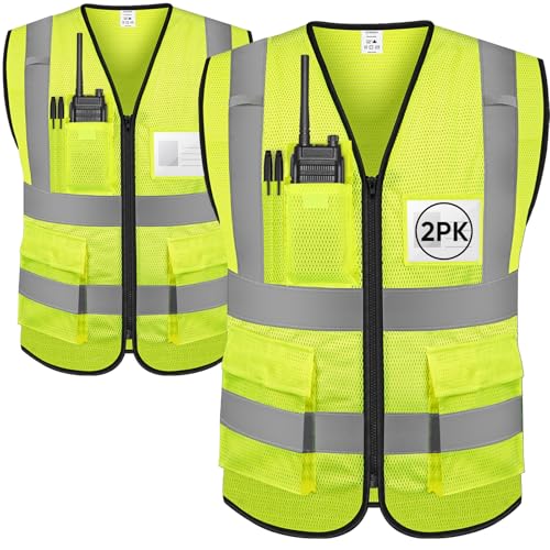 Image of TICONN Reflective Safety Vest High Visibility Class II Mesh Vest for Women & Men Meets ANSI Standards
