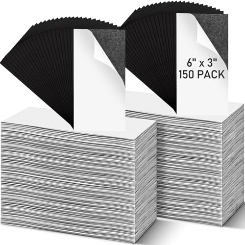 150 hojas magnéticas autoadhesivas de 15 x 8 cm, hojas magnéticas flexibles con respaldo adhesivo, 0,5 mm de grosor, papel adhesivo magnético para manualidades, fotos, nevera, hogar, oficina