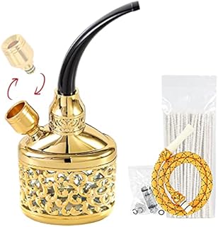 Hookah,High-End Portable Mini Hookah Set with Shisha Accessories Handheld Hookah Gifts for Boyfriend Father Husband or Friends Golden (GD-1)