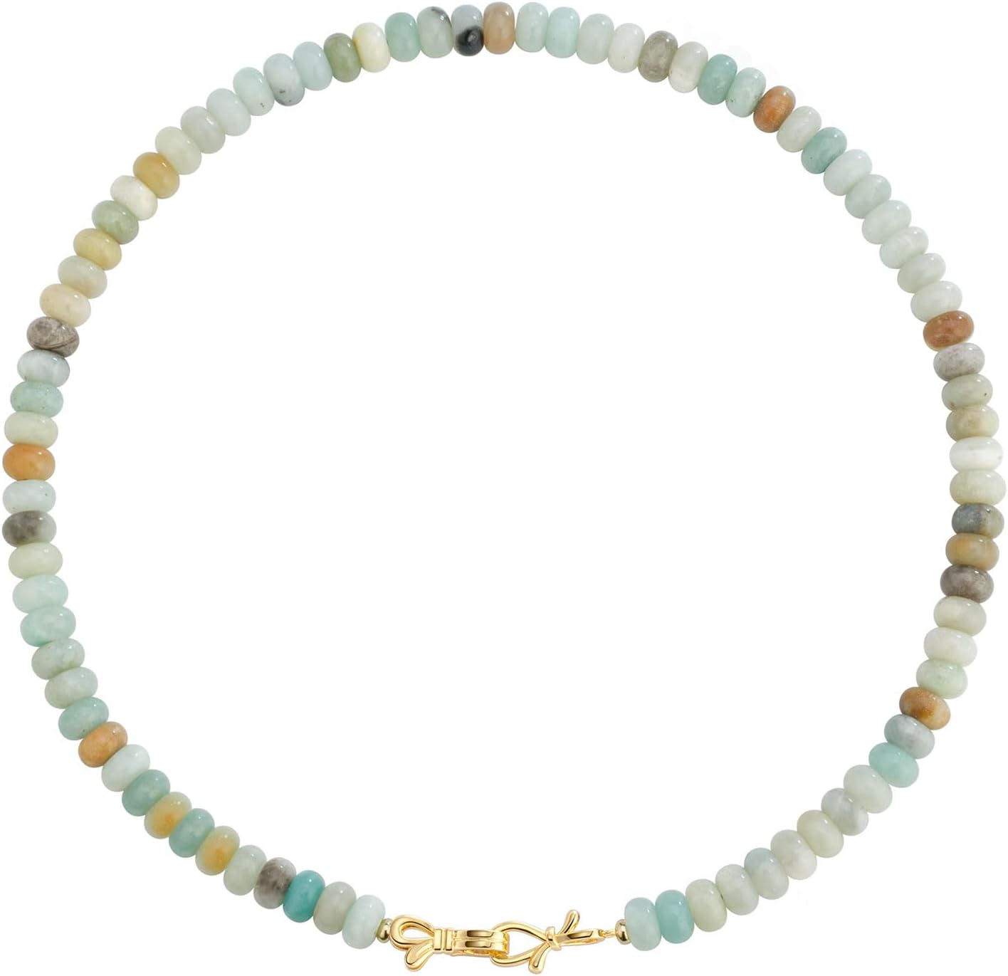 NLIEO Rainbow Colorful Gemstone Beaded Choker Necklace for Women 14K Gold Bow Birthstone Beads Chokers 18inches