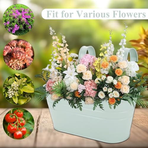 APACALI 4 PCS Metal Hanging Flower Pots, 27cm Over Fence Planters, Balcony Planters for Railing, Fence Hanging Planter with Detachable Hooks, Hanging Plant Pots Outdoor for Fence, Garden, Home, Green - Image 5