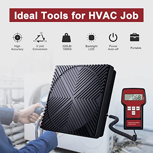 Aprvtio Acs-100A Refrigerant Scale Hvac, R134A R410A Freon Scale Digital 220 Lbs/100Kgs,Ac Refrigerant Recovery Machine,With Case 2023 New Upgrade Water Dust And Oil Resistant #TOP1